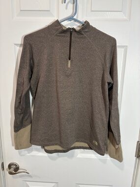 The North Face Women's Brown Half-Zip Pullover with Tan Cuffs